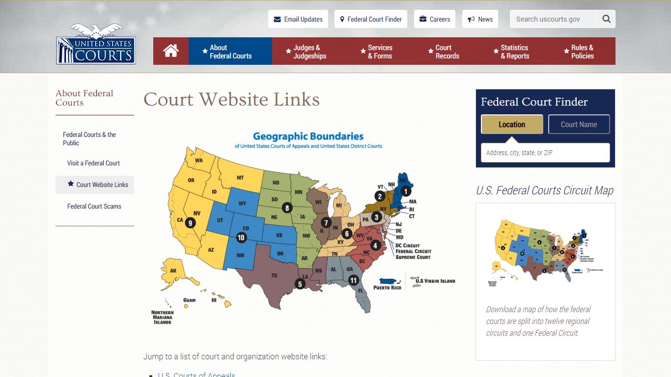Court Website Links | United States Courts
