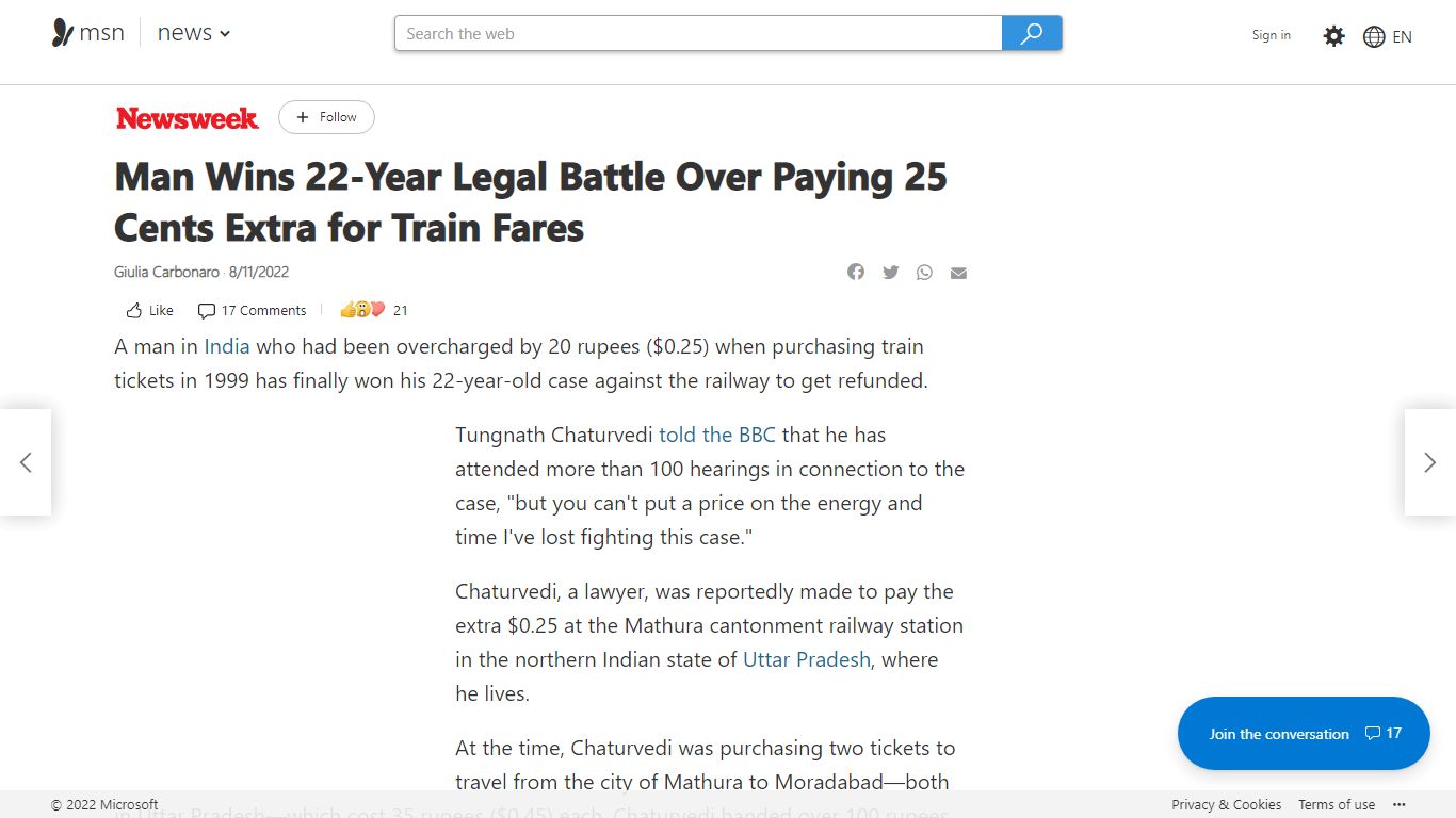 Man Wins 22-Year Legal Battle Over Paying 25 Cents Extra for Train Fares