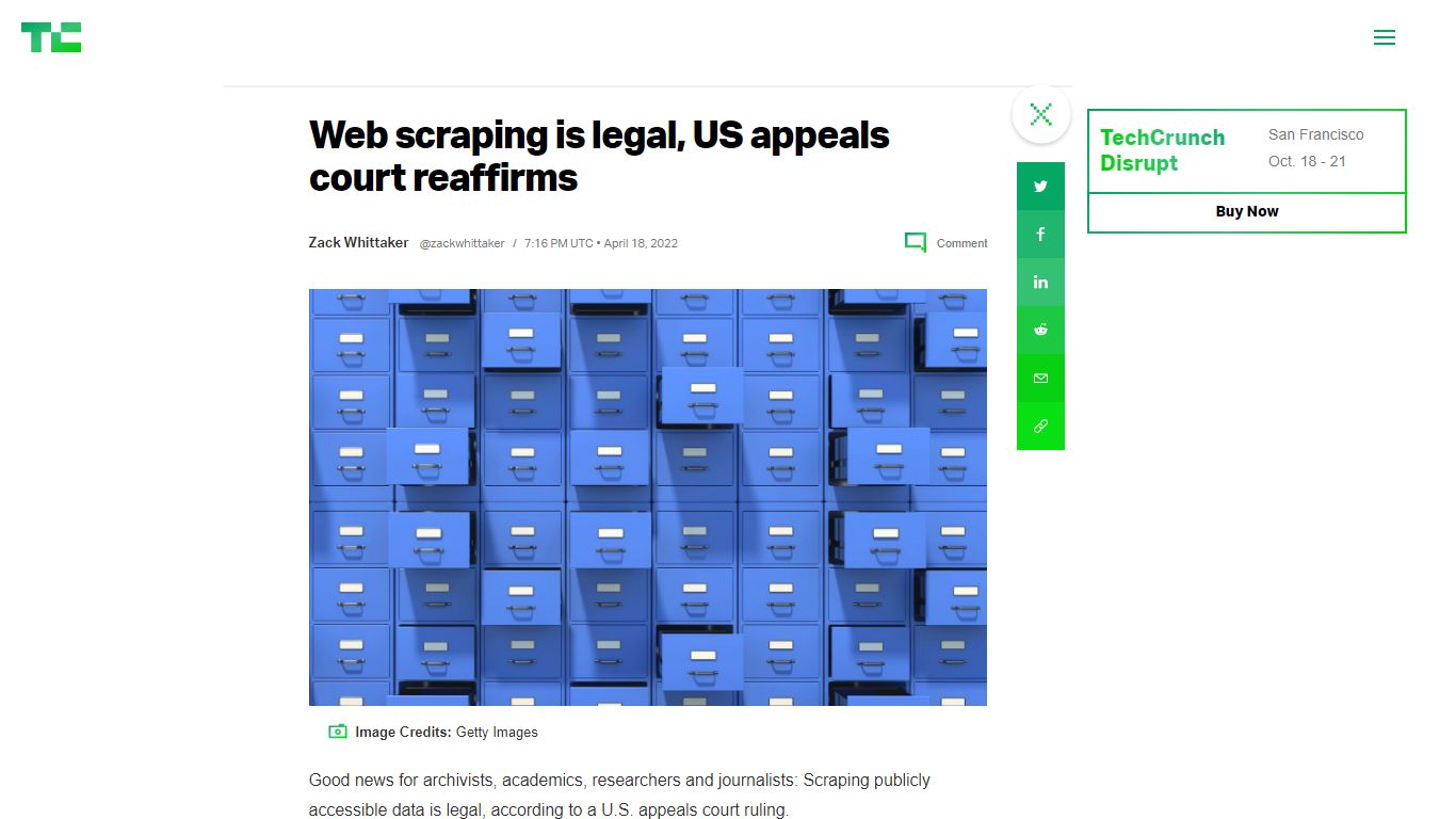 Web scraping is legal, US appeals court reaffirms – TechCrunch